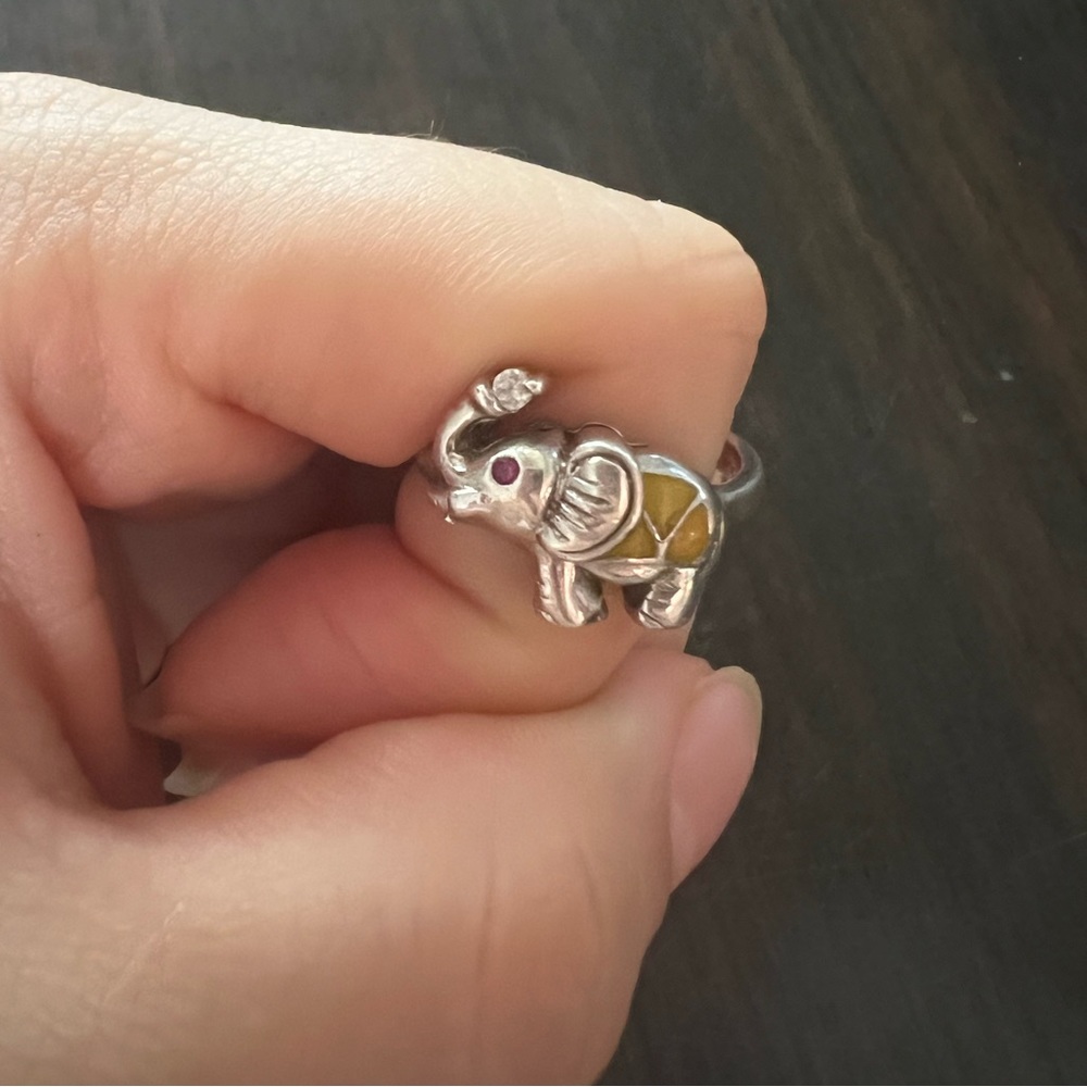 Elephant Sterling Silver Ring - image 1